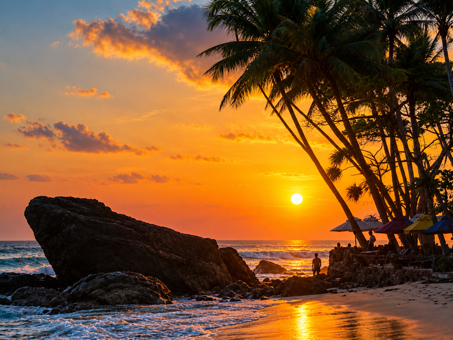 tropical sunset beach reflections